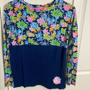 Lilly Pulitzer Navy Disney Mickey and Minnie Mouse Dollman Shirt XXS